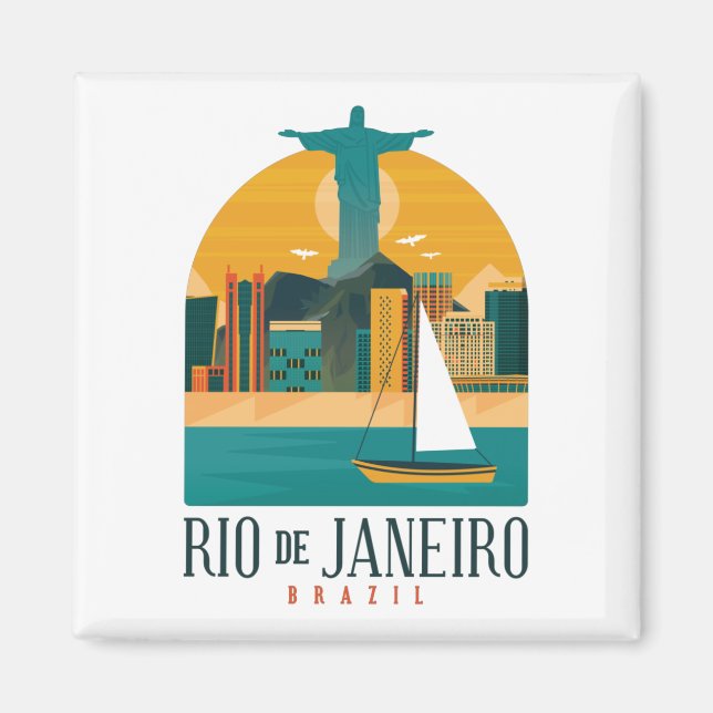 Trendy Brazil City Rio de Janeiro Vintage  Magnet (Front)