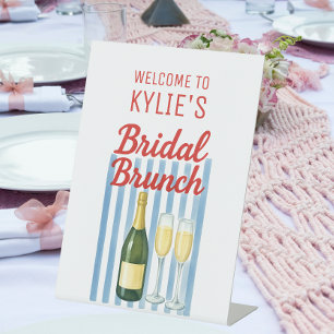 Trendy Bridal Brunch Blue and Red Pedestal Sign
