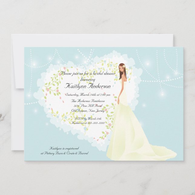 Trendy Bride Bridal Shower Heart Invitation (Front)