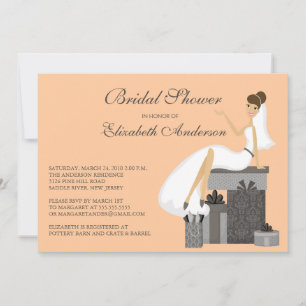 Trendy Bride Bridal Shower Invitation Peach Grey