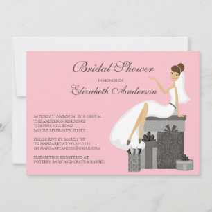 Trendy Bride Bridal Shower Invitation Peach Pink