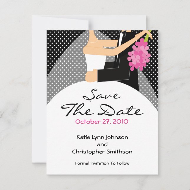 Trendy Bride & Groom Save The Date Invitation (Front)
