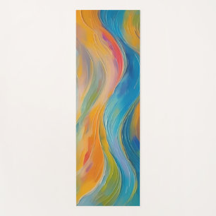 Trendy Bright Abstract Blue yellow Pattern   Yoga Mat