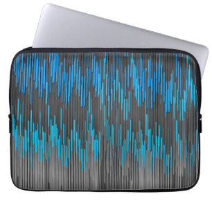 Trendy Bright Blue Black  ZigZag Chevron Pattern Laptop Sleeve