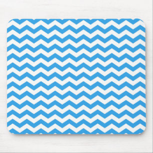 Trendy, bright blue chevron zigzag stripes. mouse mat