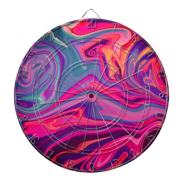Trendy Bright Blue Pink Green Abstract Pattern Dartboard (Front)