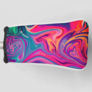 Trendy Bright Blue Pink Green Abstract Pattern Golf Head Cover