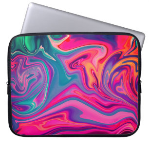 Trendy Bright Blue Pink Green Abstract Pattern Laptop Sleeve