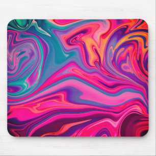Trendy Bright Blue Pink Green Abstract Pattern Mouse Mat