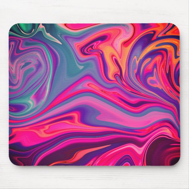 Trendy Bright Blue Pink Green Abstract Pattern Mouse Mat (Front)