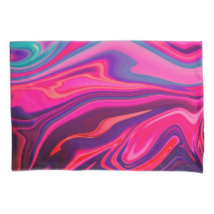 Trendy Bright Blue Pink Green Abstract Pattern Pillowcase