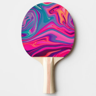 pink and blue table tennis bats