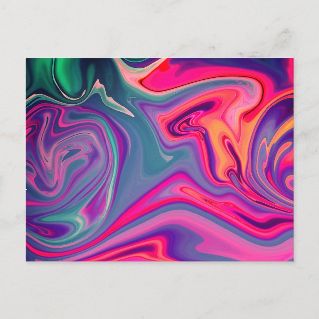 Trendy Bright Blue Pink Green Abstract Pattern Postcard (Front)