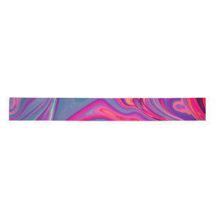 Trendy Bright Blue Pink Green Abstract Pattern Satin Ribbon