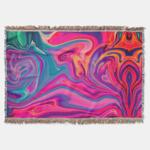 Trendy Bright Blue Pink Green Abstract Pattern Throw Blanket