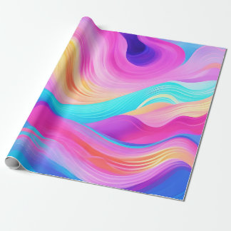 Trendy Bright Blue Pink Yellow Abstract Pattern Wrapping Paper