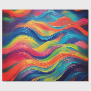 Trendy Bright Blue yellow Abstract Pattern Wrapping Paper