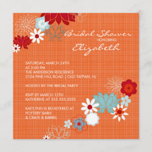 Trendy Bright Floral Bridal Shower Invitation