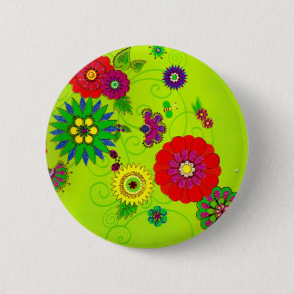 Trendy Bright Floral Print 6 Cm Round Badge