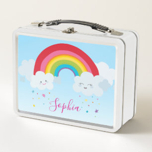 TRENDY bright fun colourful rainbow kawaii Metal L Lunch Box