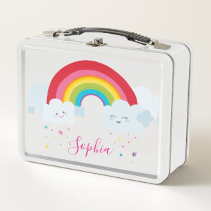 TRENDY bright fun colourful rainbow kawaii Metal Lunch Box