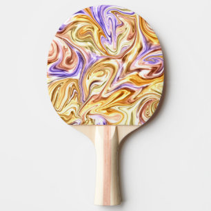 Trendy Bright Gold Purple Waves Abstract Pattern Ping Pong Paddle