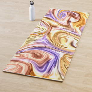 Trendy Bright Gold Purple Waves Abstract Pattern Yoga Mat
