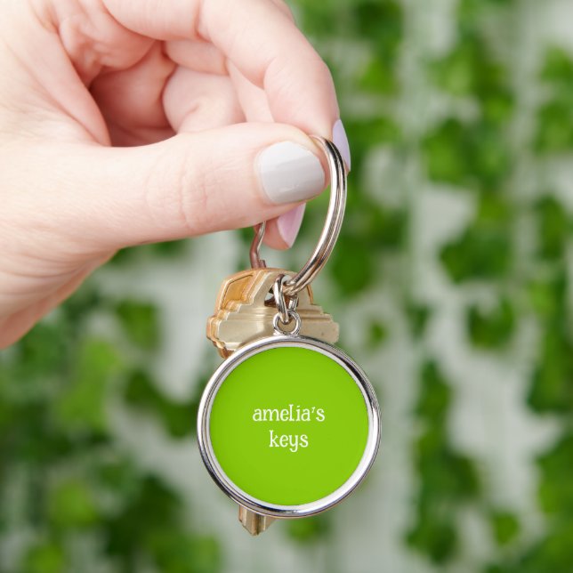 Trendy Bright Green Personalised Key Ring (Hand)