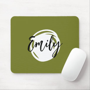 Trendy Bright Monogram Colourful greenery Script Mouse Mat