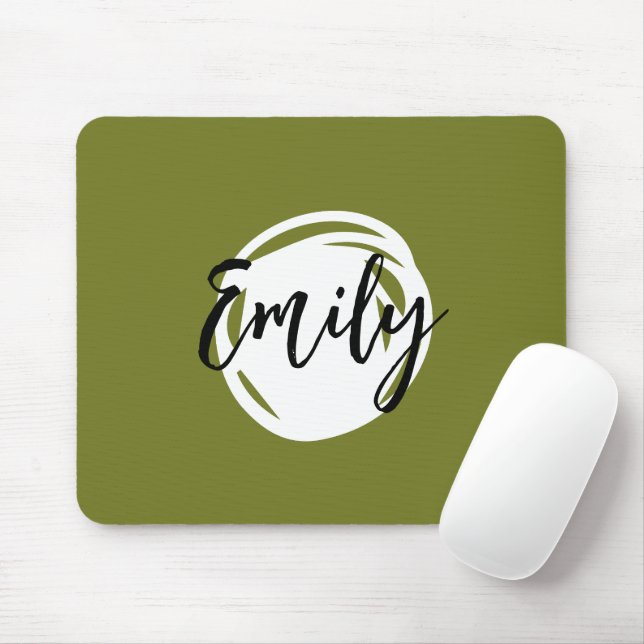 Trendy Bright Monogram Colourful greenery Script Mouse Mat (With Mouse)