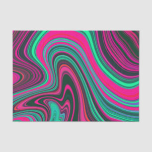 Trendy Bright Neon Pink Green Abstract Pattern Tissue Paper