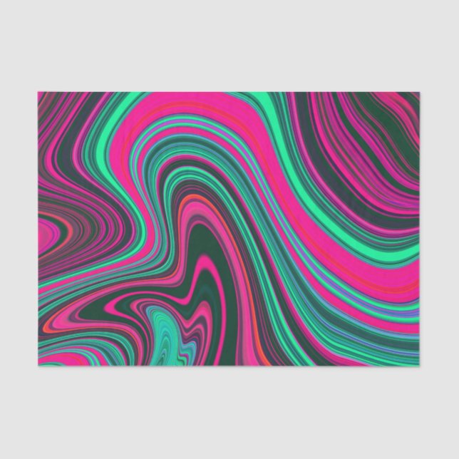 Trendy Bright Neon Pink Green Abstract Pattern Tissue Paper (Front)