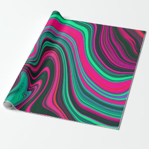 Trendy Bright Neon Pink Green Abstract Pattern Wrapping Paper
