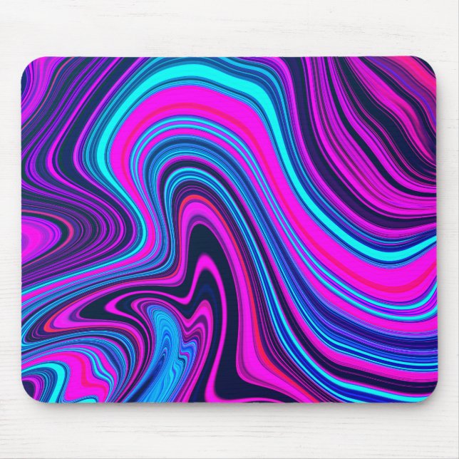 Trendy Bright Neon Purple Pink Abstract Pattern Mouse Mat (Front)
