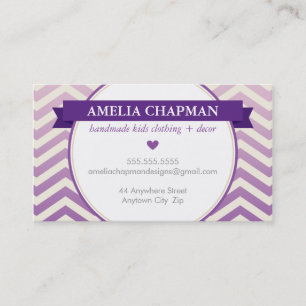 TRENDY bright ombre chevron pattern violet purple Business Card