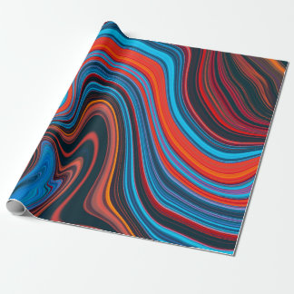 Trendy Bright Orange Blue Abstract Pattern Wrapping Paper