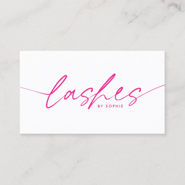Trendy Bright Pink Eyelash Extensions Lashes  Business Card (Front)