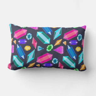 Trendy Bright Rainbow Jewels Lumbar Cushion