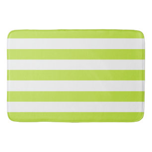 Trendy Bright Summer Lime Green Horizontal Stripes Bath Mat