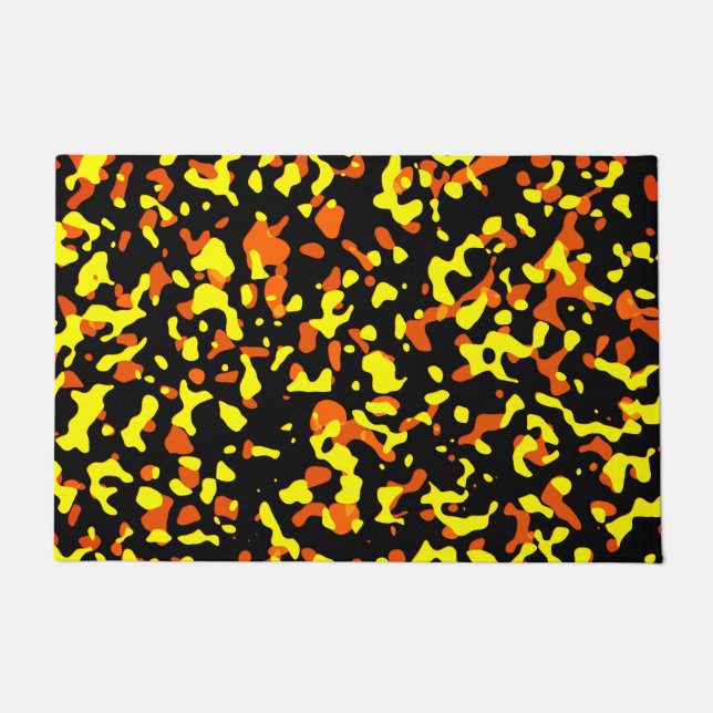 Trendy bright Yellow and Orange Camouflage Pattern Doormat (Front)