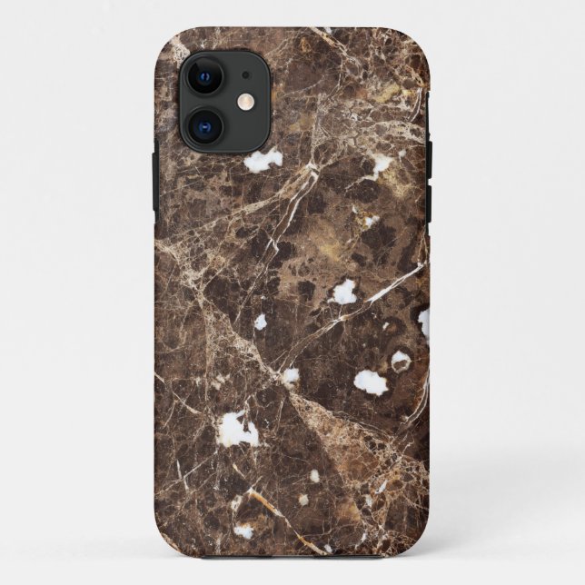 Trendy Brown And White Marble Stone Texture Case-Mate iPhone Case (Back)