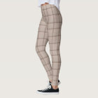 Trendy Brown Beige Plaid Tartan Checked  Leggings