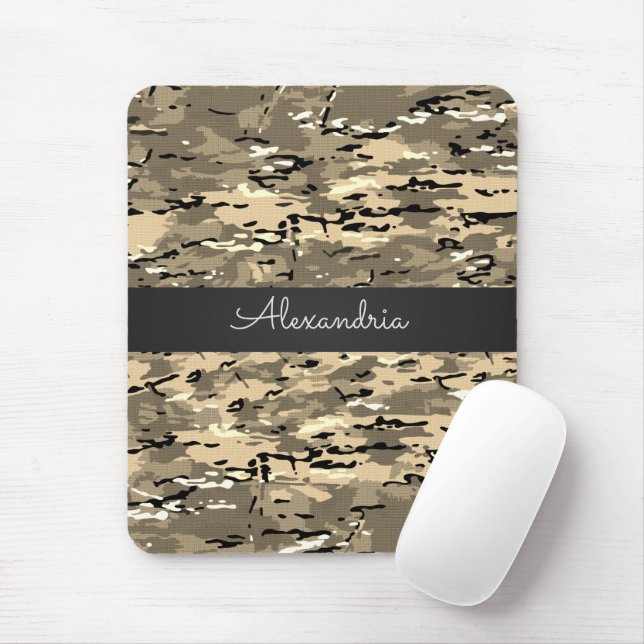 Trendy Brown Camo   Mouse Mat (With Mouse)