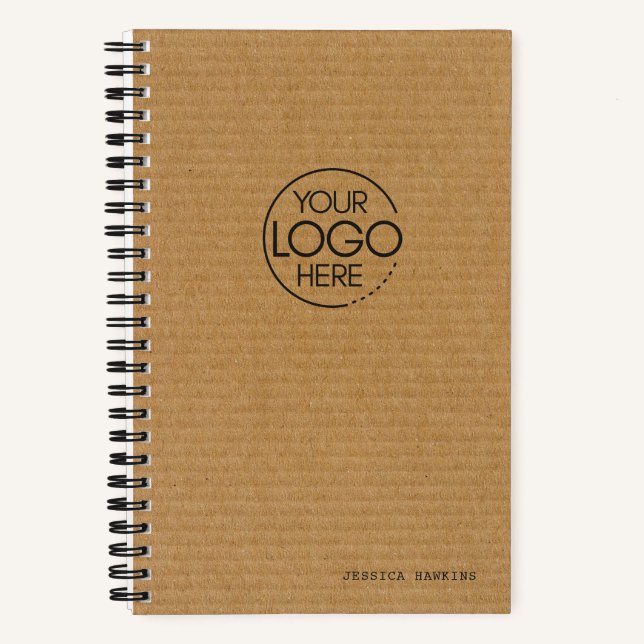 Trendy Brown Corrugated Cardboard Modern Logo Notebook (Front)