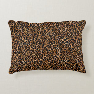 Trendy Brown Exotic Fur Pattern Leopard Print Decorative Cushion
