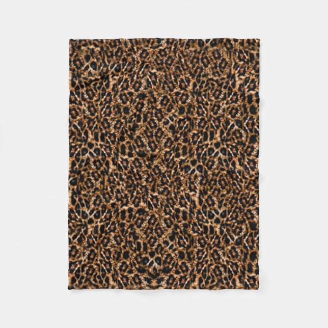 Trendy Brown Exotic Fur Pattern Leopard Print Fleece Blanket (Front)