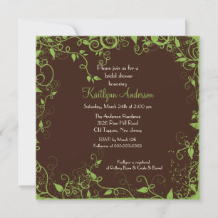 Trendy Brown Floral Bridal Shower Invitation