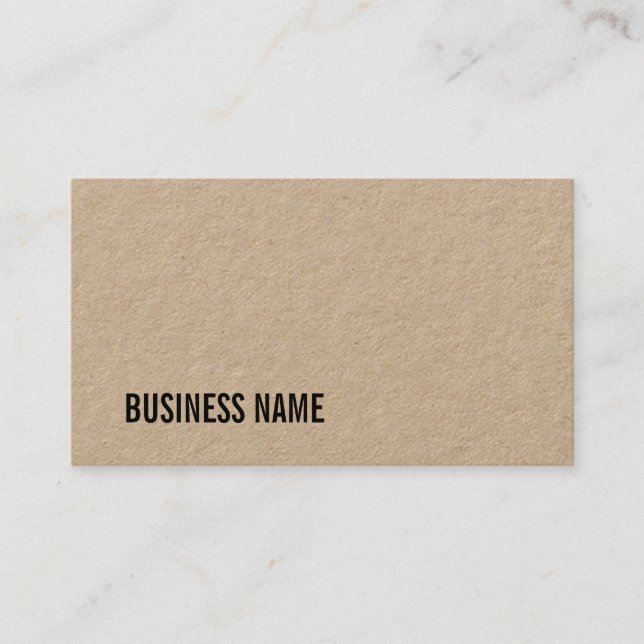 Trendy Brown Kraft Paper Professional Plain Luxury Business Card (Front)
