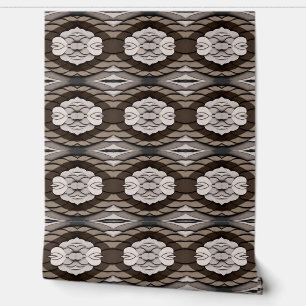 Trendy brown & white colour classic pattern wallpaper