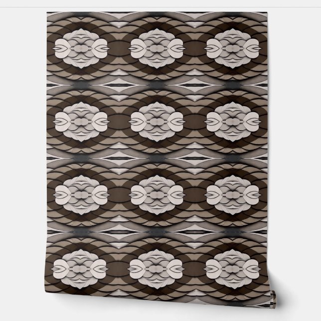 Trendy brown & white colour classic pattern  wallpaper (Unrolling)